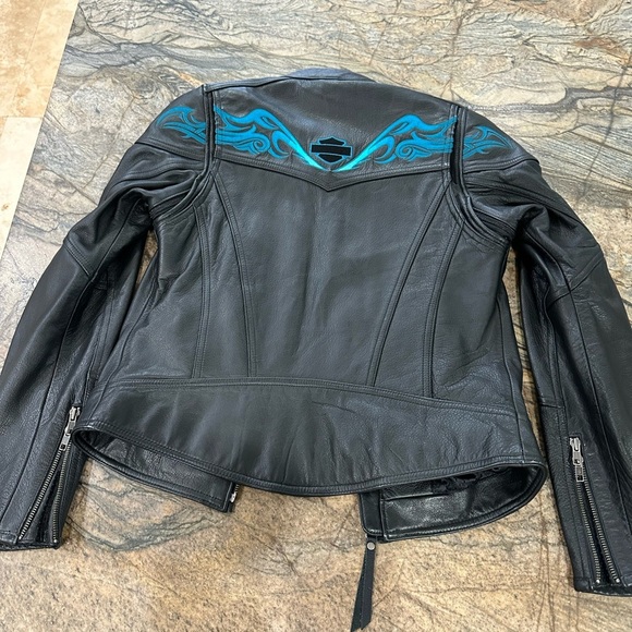 Harley Davidson Women’s CASCADE Leather Jacket Turquoise Tribal - Picture 2 of 8